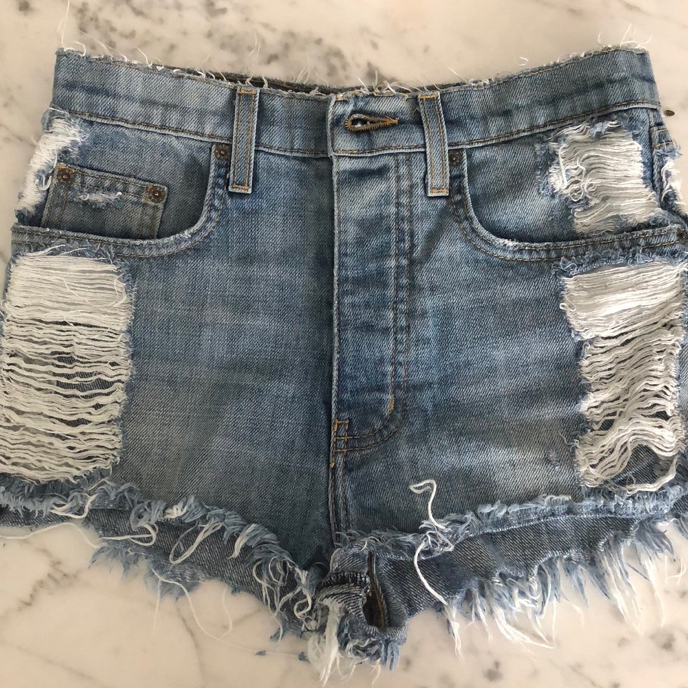 CARMAR Jean shorts with rips on side